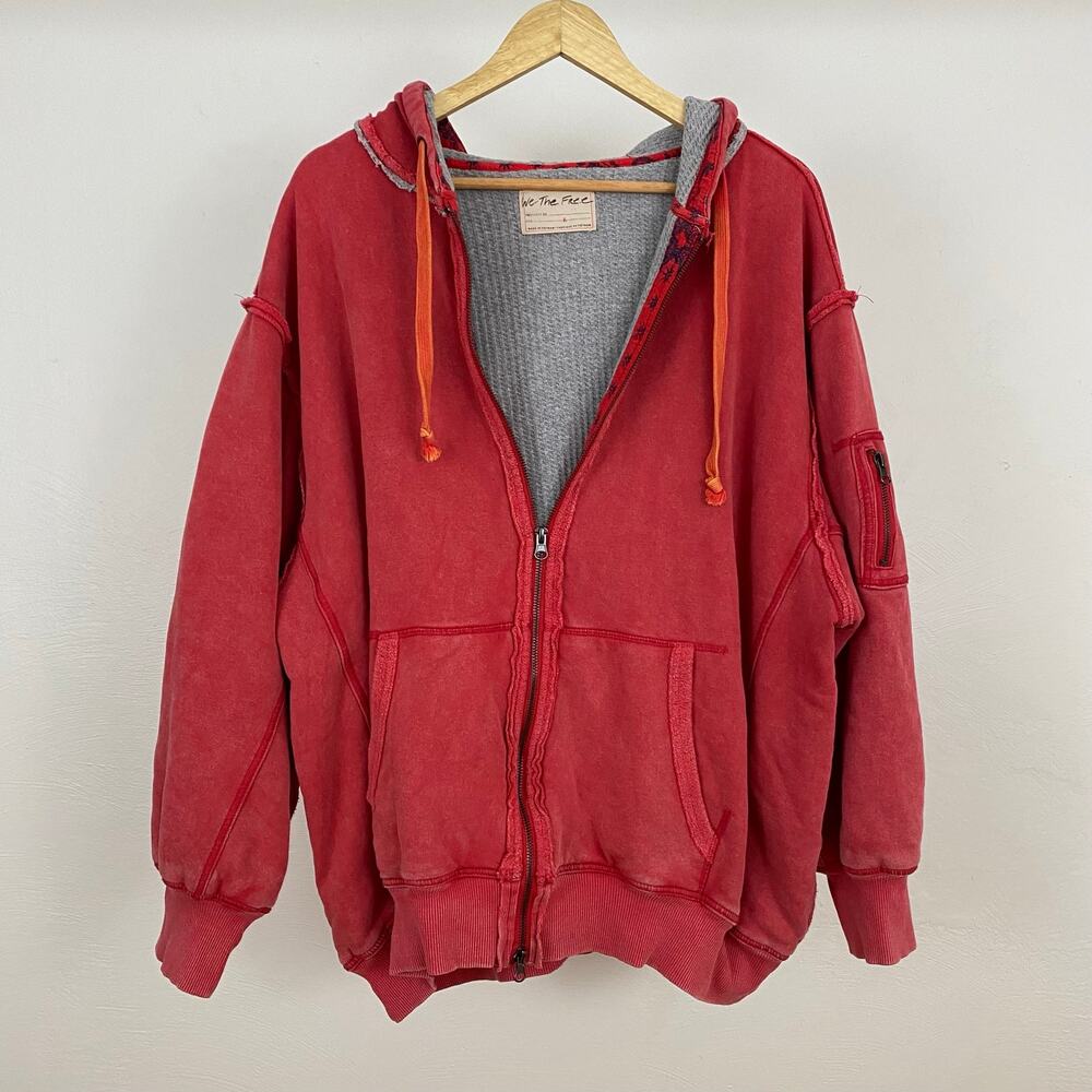 We The Free - Free People By Your Side Lined Hoodie - Cherry Crush - Size Large